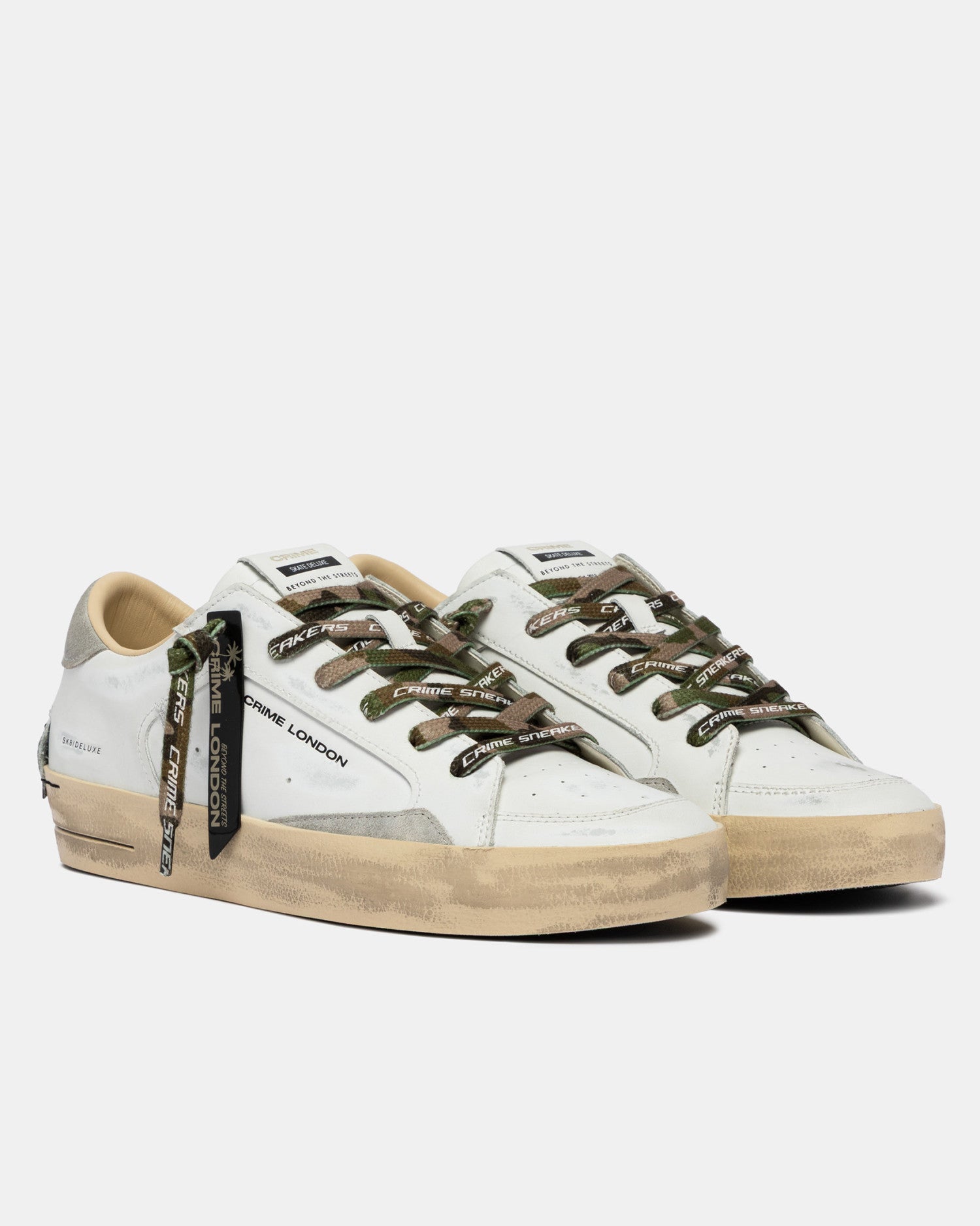 Crime london sneakers uomo in pelle sk8 deluxe colore bianco