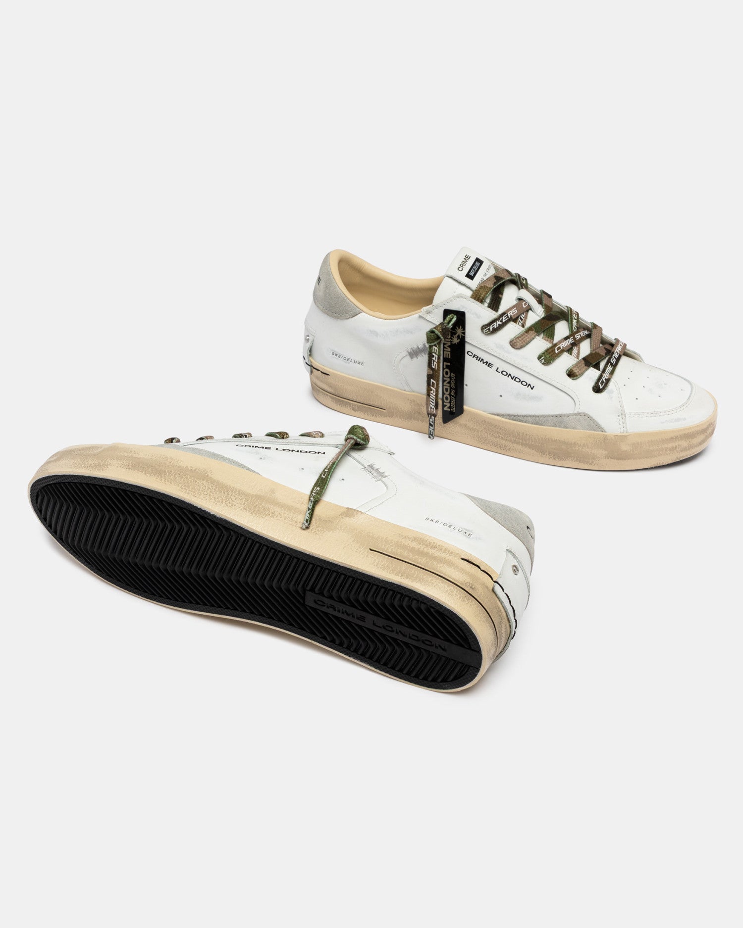 Crime london sneakers uomo in pelle sk8 deluxe colore bianco