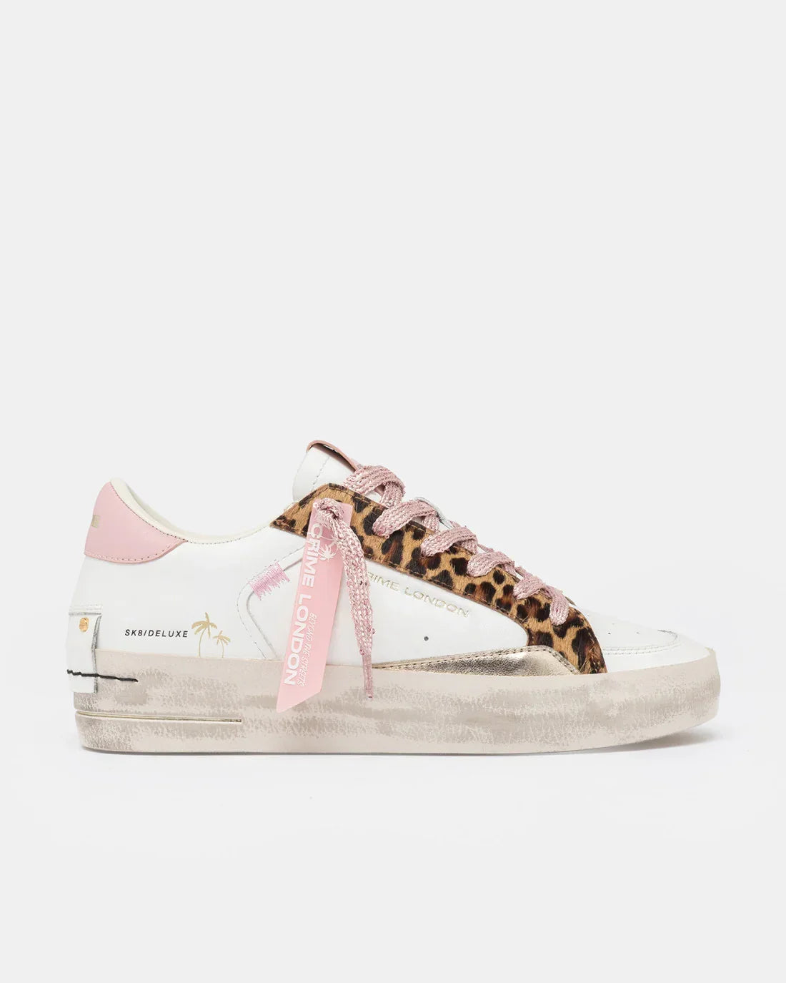 Crime london sneakers donna in pelle modello sk8 deluxe colore bianco