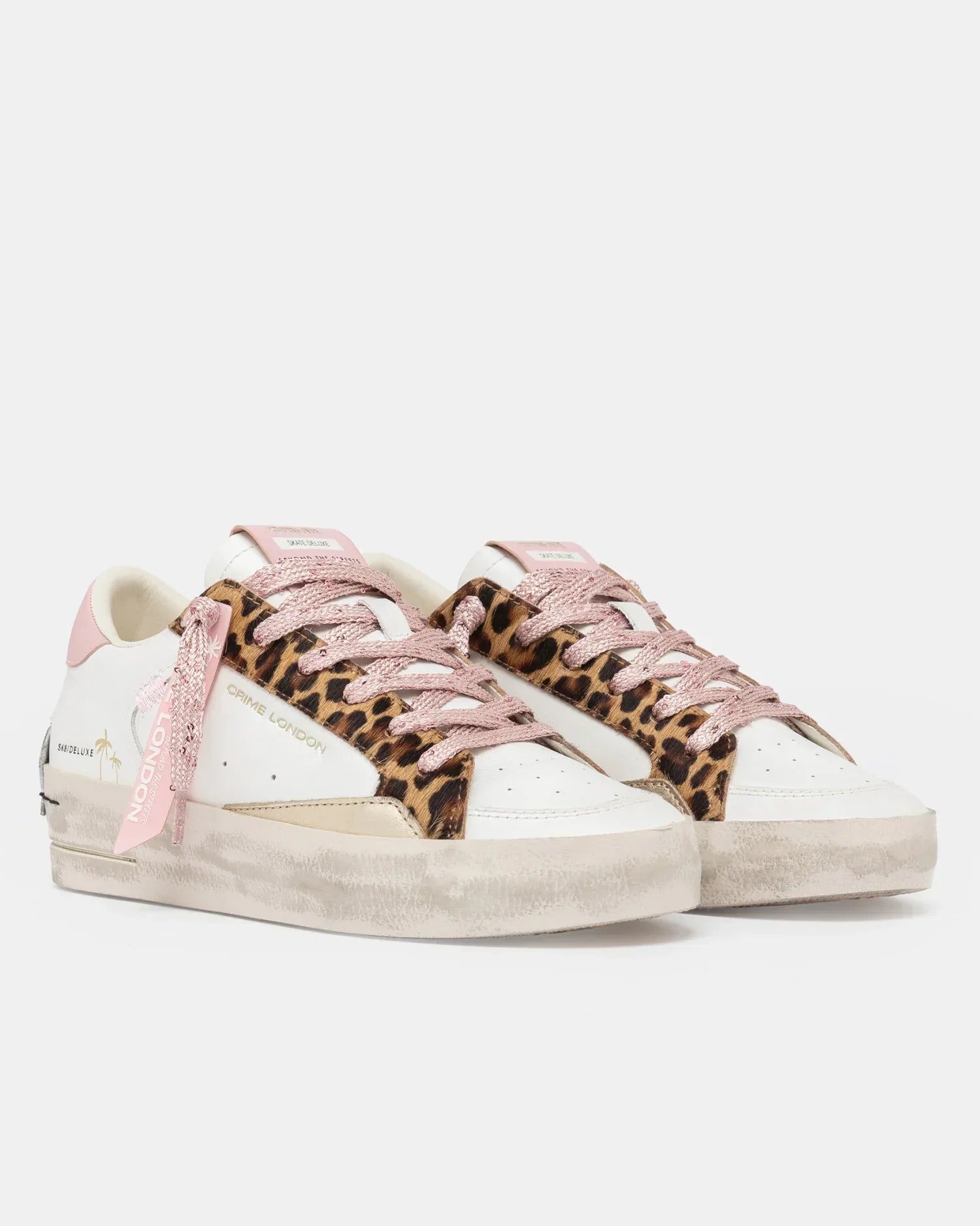 Crime london sneakers donna in pelle modello sk8 deluxe colore bianco