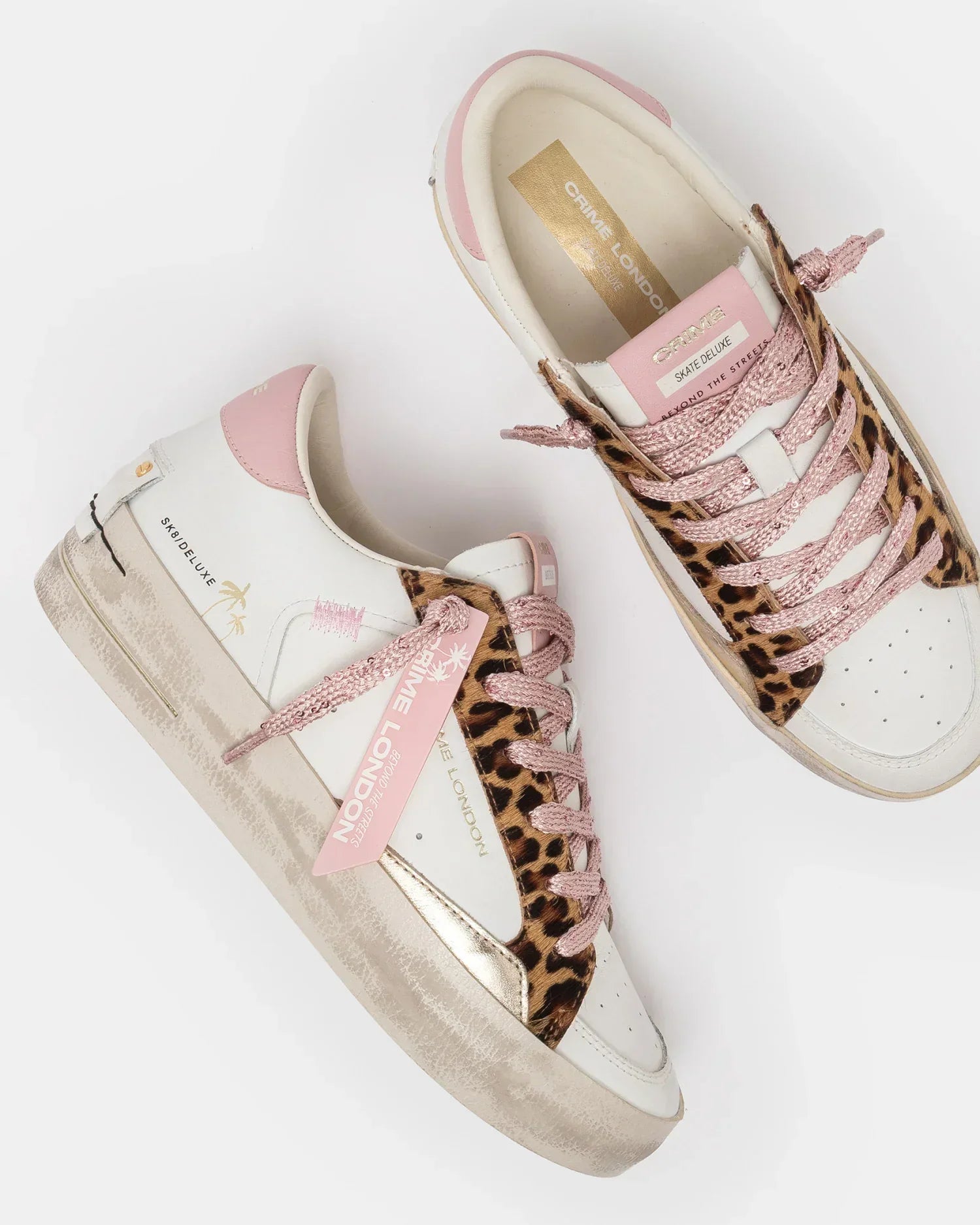 Crime london sneakers donna in pelle modello sk8 deluxe colore bianco