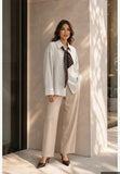 You Decide You Decide Donna Camicia riga regimental con foulard 55 vi 30 tencel 15 ny burro, modello C11245\008, colore BURRO, idea look — Immagine parzialmente generata o modificata con AI
