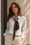 You Decide You Decide Donna Camicia riga regimental con foulard 55 vi 30 tencel 15 ny burro, modello C11245\008, colore BURRO, immagine principale — Immagine parzialmente generata o modificata con AI