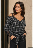 You Decide You Decide Donna Camicia C11696A\001-CAMICIA CHECK CON INSERTO IN PIZZO 70%PL 30%CO nero, modello C11696A\001-CAMICIA CHECK CON INSERTO IN PIZZO 70%PL 30%CO, colore NERO, immagine principale — Immagine parzialmente generata o modificata con AI