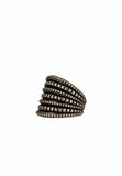 PIETRO FERRANTE ASSIMAL BAND RING. DOTTED AND STUDDED SILVER FINISH