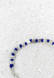 Coins de mer irréguliers gros noeud bracelet argent 925 bleu électrique SP46