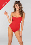 SONTEN LOLA RED RIBBED ONE-PIECE SWIMSUIT