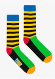 SOCKS BURGER AND FRIES CALZE RIGHE YELLOW BLACK