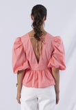 ANONYME TOP WITH PEACH SLEEVE AND V-NECK