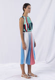ANONYME WHITE BLUE PINK PLEATED SKIRT
