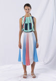 ANONYME WHITE BLUE PINK PLEATED SKIRT