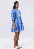 ANONYME SHORT DRESS WITH BLUE RUFFLES