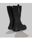 Gaelle black woman boot with gold metal logo