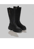 Gaelle black woman boot with gold metal logo