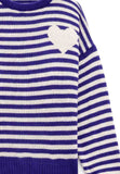 Lulu maglione donna over a righe con ricamo cuore