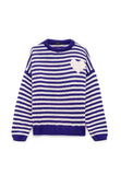 Lulu maglione donna over a righe con ricamo cuore