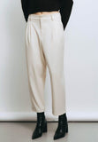 The Lulu pantalone donna morbido color burro cin doppia pence