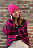 Women's beanie hat with viscose turn-up