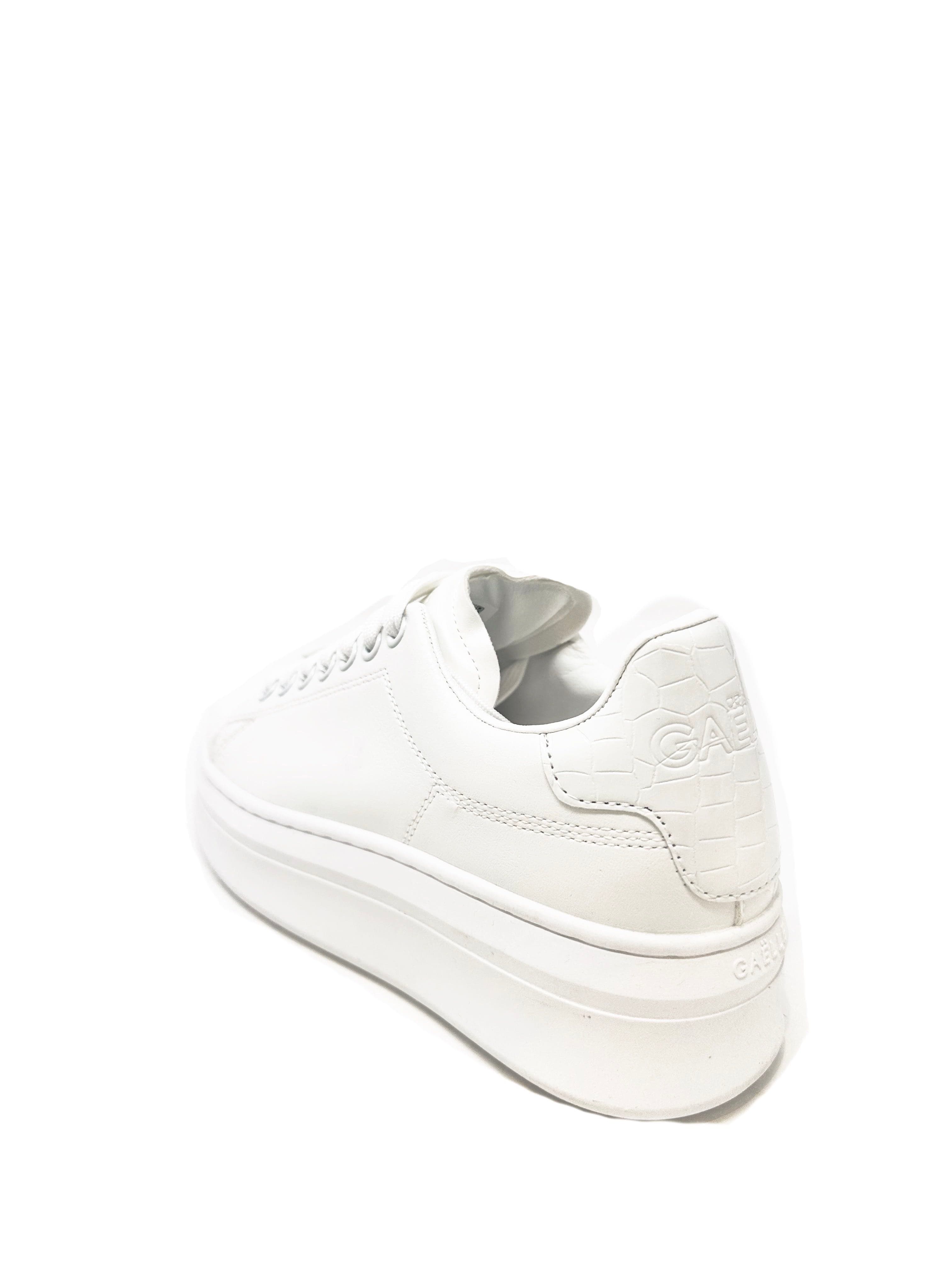 Gaelle sneakers donna bianca con tallone effetto cocco verniciato bianco e acces