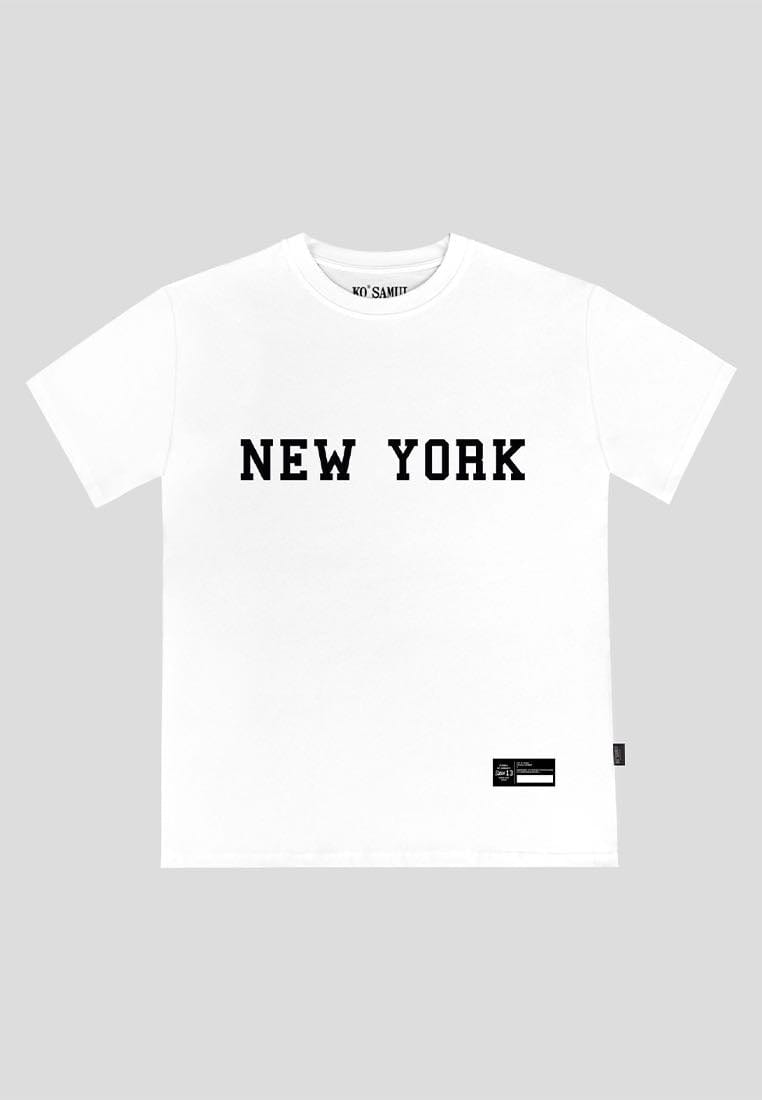 ko samui t-shirt uomo bianca  con stampa nera NEY YORK
